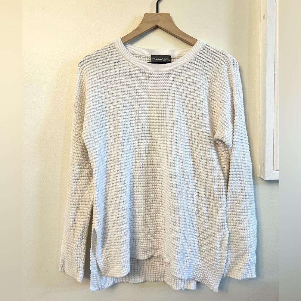 Michael stars 100% cotton crew neck white sweater drop shoulder knit small